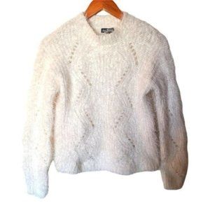 Freshman 1986 Fuzzy Chenille‎ Mock Neck Sweater White S Small